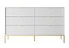 Komoda z szufladami Lovro 154 cm biała nowoczesny design zachwyci miłośników wyrazistych wnętrz ryflowane fronty złote dodatki