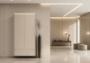 Szafa Trend 101 cm beżowa nowoczesna szafa do przedpokoju z pojemną szufladą wzbogacona o oświetlenie system otwierania push to open