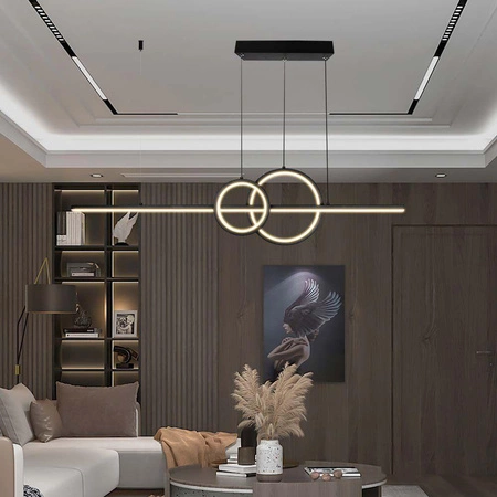 Lampa wisząca Ideal czarna 15W 4000K nietuzinkowa lampa sufitowa ciekawa forma z abażurami w formie okręgów idealna propozycja lampy nad stół