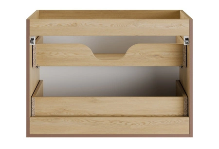 Szafka pod umywalkę Nordic Cremona 80 cm dąb cremona nowoczesna szafka do łazienki z ryflowaniami na froncie frezowane uchwyty