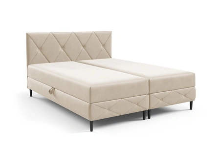 Łóżko kontynentalne Noren 140x200 kremowe nowoczesna forma łóżka z klasycznym pikowaniem na wezgłowiu duże pojemniki na pościel