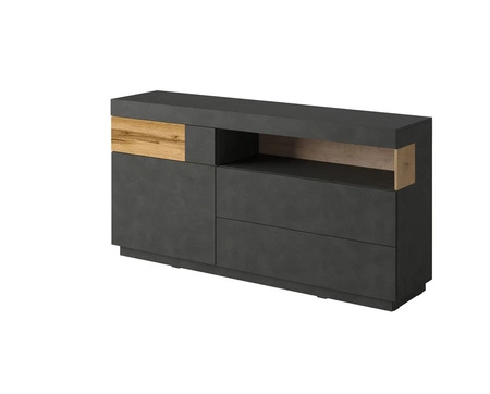 Komoda z szufladami Silke 169 cm matera / dąb wotan funkcjonalna komoda w stylu nowoczesnym system push to open