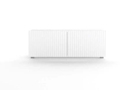 Szafka RTV Colder 100 cm biała z możliwością podwieszenia stylowy ryflowany front elegancka forma mebla w nowoczesnym stylu