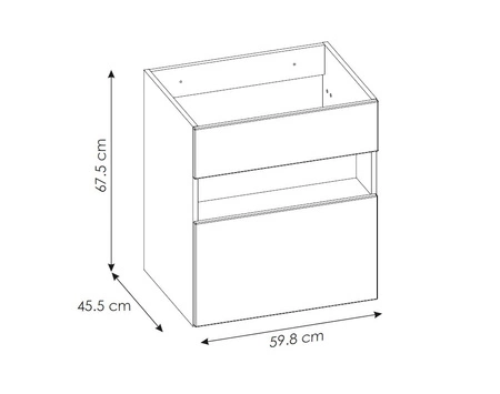 Szafka pod umywalkę Bahama 60 cm biały połysk / dąb wotan wysokiej jakości szafka z szufladą i półką wzbogacona oświetleniem LED