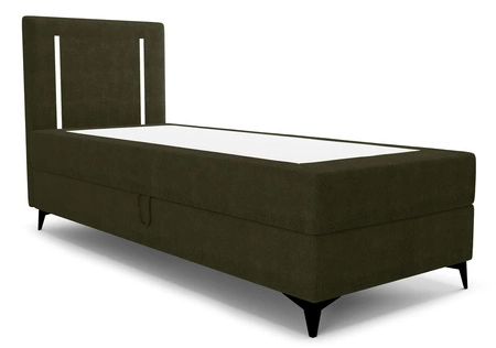 Łóżko kontynentalne Norco 90x200 zielone stylowe łóżko z pojemnikiem oświetlenie umieszczone w zagłówku nadaje wyjątkowości