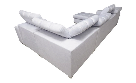 Narożnik z funkcją spania Luigi IV szary lewostronny elegancki narożnik do salonu wykonany z miękkiej tkaniny typu velvet