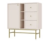 Komoda z szufladami Kioto III 100 cm beżowa nowoczesny design praktyczne półki złote uchwyty stabilny metalowy stelaż