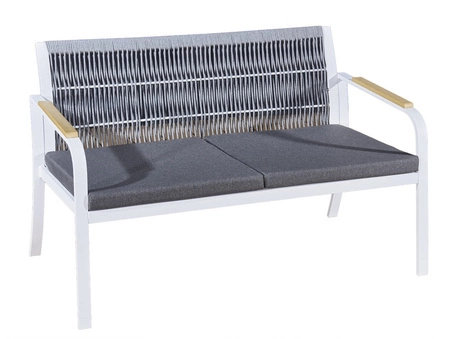 Zestaw mebli ogrodowych Raro biały designerska konstrukcja mebli krzesła plecione idealne meble na mały taras szklany blat stolika