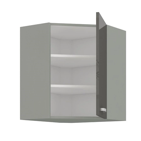 Zestaw mebli kuchennych narożny Grey 260x270 cm fronty w połysku styl szafek dopasuje się do wnętrza każdej kuchni