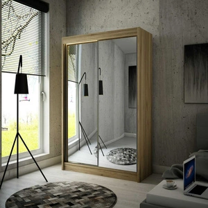 Szafa przesuwna Avila 120 cm dąb craft złoty ergonomiczna oraz bardzo funkcjonalna szafa w nowoczesnej formie o geometrycznych kształtach