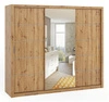 Szafa przesuwna z lustrem Rico 250 cm dąb artisan pojemna szafa do sypialni garderoby lub przedpokoju klasyczna forma o geometrycznych kształtach