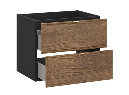 Szafka pod umywalkę Talia 60 cm czarny / dąb casella elegancka szafka z gustowną frezowaną ramką na frontach szuflad