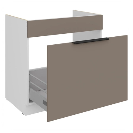 Szafka kuchenna pod zlewozmywak z szufladą Fiuggi Wh 80 ZL 1S BB fronty szafki kuchennej wykończone w technologii anti fingerprint