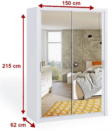 Szafa przesuwna z lustrem Rico 150 cm dąb artisan funkcjonalny mebel w stylu klasycznym idealna szafa do sypialni lub garderoby