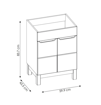 Szafka pod umywalkę Bali 60 cm beżowy / dąb wotan wysokiej jakości szafka łazienkowa z półką stylowe frezowane uchwyty