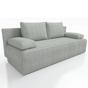 Kanapa rozkładana Zoe jasny szary funkcjonalna sofa o prostym minimalistycznym designie pojemnik na pościel sztruksowa tkanina