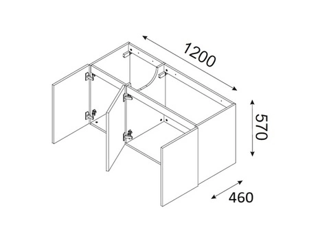 Szafka pod umywalkę Luxor 120 cm dąb olejowany / czarny funkcjonalna szafka z frezowanymi uchwytami stylowe trójwymiarowe ryflowania