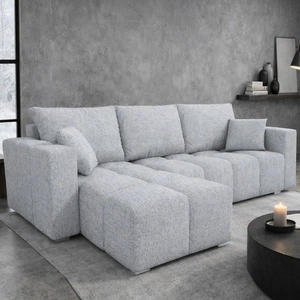 Narożnik z funkcją spania Linco szary popiel uniwersalny narożnik o nowoczesnym designie wykonany z wytrzymałej plecionej tkaniny