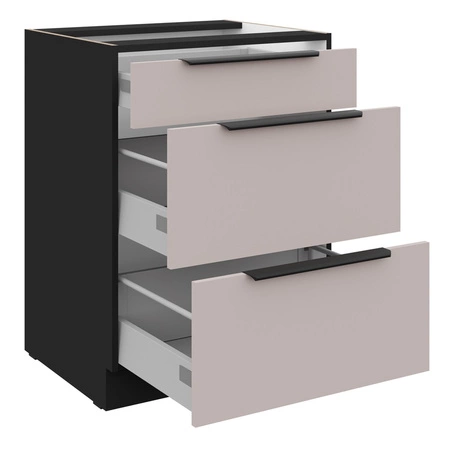 Szafka kuchenna stojąca z szufladami Tarraco 60 D 3S BB metalowe uchwyty krawędziowe szafka odporna na działanie wilgoci i uszkodzenia