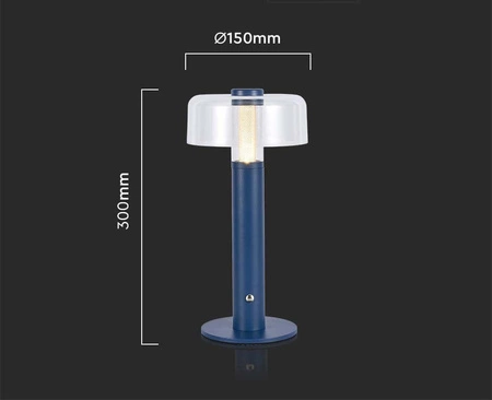 Lampka nocna Dapper niebieska 1W 3000K elegancka lampa o wielu zastosowaniach idealna do sypialni biura i salonu metalowa podstawa