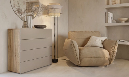 Komoda z szufladami Impressio 100 cm dąb mauvella / ciemny beżowy komoda w nowoczesnym stylu funkcjonalna i pojemna komoda do salonu lub sypialni