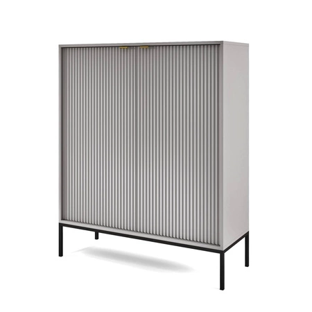 Komoda Lovro 104 cm szara nowoczesny design zachwyci miłośników wyrazistych wnętrz