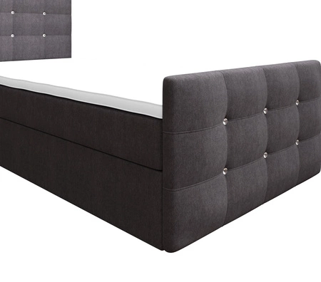 Łóżko kontynentalne Kansas 120x200 grafitowe w nowoczesnym skandynawskim stylu z tapicerowanym zagłówkiem oraz zanóżkiem