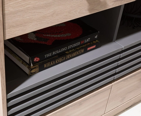 Komoda z szufladami Estan 120 cm dąb estana jasny / antracyt nowoczesny design mebla wysoka jakość wykonania obrzeża komody wykończone specjalną okleiną