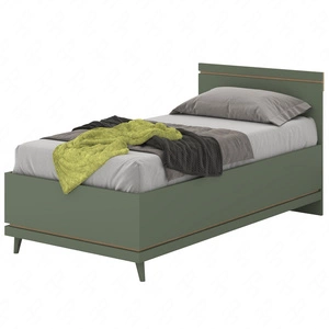 Łóżko Scandia 100x200 cm zielone z pojemnikiem na pościel łóżko na wysokich nogach do pokoju młodzieżowego lub dziecięcego