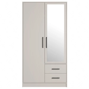 Szafa z lustrem Caspe 100 cm beżowa nowoczesny design wykończenie ABS oraz aluminiowe uchwyty