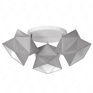 Plafon sufitowy potrójny Quasar designerska lampa sufitowa do salonu z szarymi abażurami i białą metalową podstawą