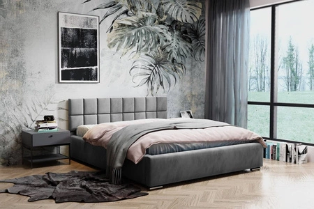Łóżko tapicerowane Nessa 140x200 szary popiel stylowe łóżko z pojemnikiem na pościel wygodny zagłówek zachwyca eleganckim designem