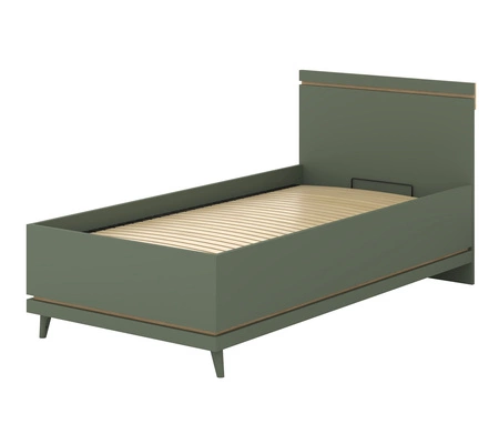 Łóżko Scandia 100x200 cm zielone z pojemnikiem na pościel łóżko na wysokich nogach do pokoju młodzieżowego lub dziecięcego