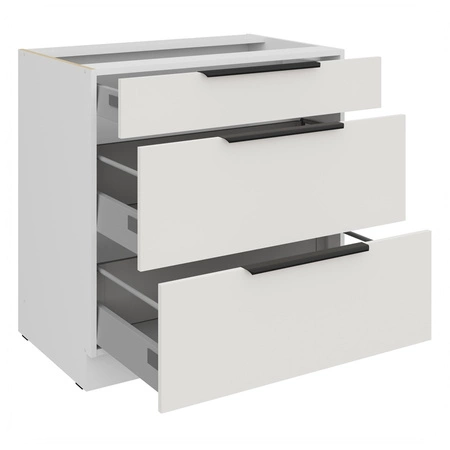 Zestaw mebli kuchennych narożny Corato Wh 290x230 cm stylowe szafki kuchenne z frontami wykonanymi w technologii anti fingerprint