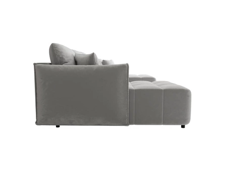 Narożnik z funkcją spania Oroso U jasny szary pojemnik na pościel miękka tkanina typu velvet z powłoką hydrofobową ozdobne pikowania