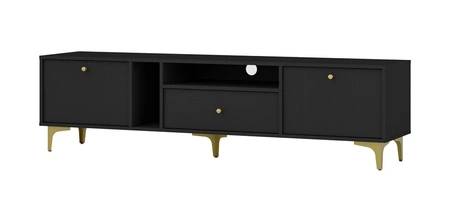 Zestaw mebli do salonu Kioto I czarny grafit stylowy design eleganckie meble w ponadczasowej kolorystyce wzbogacone złotymi dodatkami