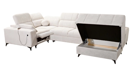 Narożnik z funkcją spania Penejos IV Lux szary prawostronny stylowy narożnik rozkładany z komfortowym wysuwanym podnóżkiem