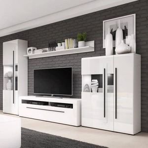 Meblościanka Tulsa biała / biały połysk innowacyjne meble do salonu i pokoju dziennego w stylu nowoczesnym skandynawskim oraz klasycznym