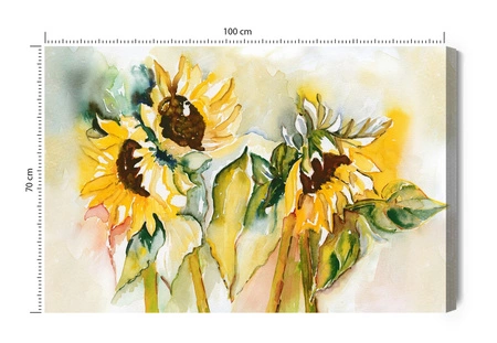Obraz na płótnie malowane słoneczniki 100x70 cm ponadczasowa ozdoba wnętrza obraz w wyrazistej kolorystyce wysoka jakość wykonania