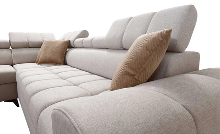 Narożnik z funkcją spania Bolmso II zielony lewostronny narożnik z pojemnikiem na pościel szuflada z pełnym wysuwem w boczku mebla