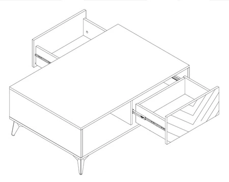 Stolik kawowy Gusto 104 cm czarny / dąb evoke stolik z szufladami nowoczesny i praktyczny design blat odporny na rozlane ciecze