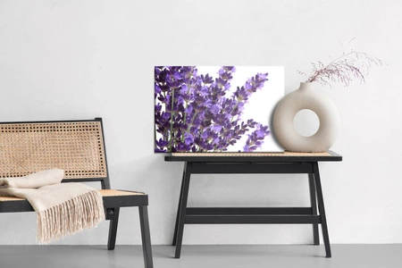 Obraz na płótnie malowana lawenda 100x70 cm ponadczasowa ozdoba wnętrza obraz w stonowanej kolorystyce wysoka jakość wykonania
