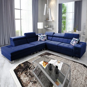 Narożnik z funkcją spania Hampton IX granatowy lewostronny stylowy i nowoczesny design narożnika idealny mebel do każdej aranżacji