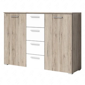 Komoda z szufladami Beta 132 cm san remo jasne / biały idealna do nowoczesnych i minimalistycznych wnętrz obrzeża z okleiną ABS