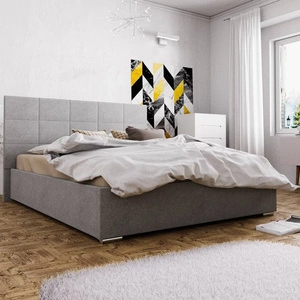 Łóżko tapicerowane Eljas 180x200 szare z zagłówkiem w nowoczesnym stylu idealne do sypialni