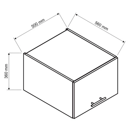 Szafka kuchenna wisząca Zova W50/56 OKGR biały / dąb halifax drzwi szafki otwierane do góry odporna na uszkodzenia frezowany uchwyt