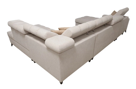 Narożnik z funkcją spania Bolmso VI fioletowy lewostronny wygodny narożnik z regulowanymi zagłówkami dekoracyjne pikowania na siedzisku