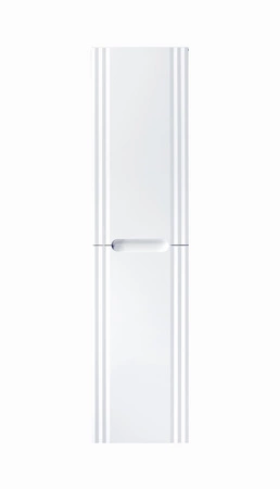 Słupek łazienkowy wiszący Fiji White 40 cm biały elegancka szafka do łazienki ozdobiona gustownym ryflowaniem stylowe frezowane uchwyty