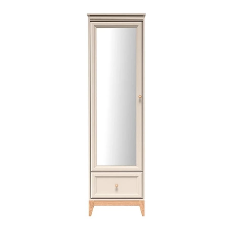 Szafa z lustrem Windsor 55 cm beżowy / dąb elegancka i funkcjonalna szafa do przedpokoju osadzona na stabilnej drewnianej podstawie