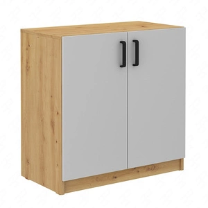 Komoda Makana 80 cm dąb artisan / jasny szary funkcjonalny mebel do biura gabinetu lub pokoju młodzieżowego